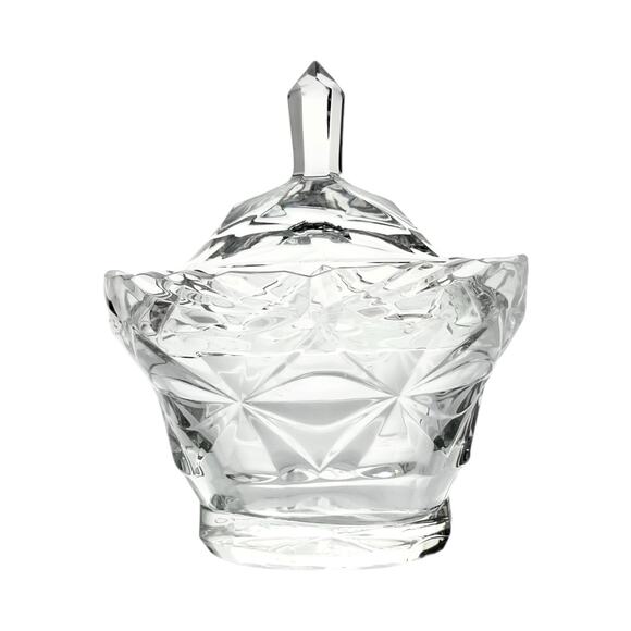William Yeoward Crystal Oval Small Bonbonnière Trinket Box & Lid 4 3/8” Signed